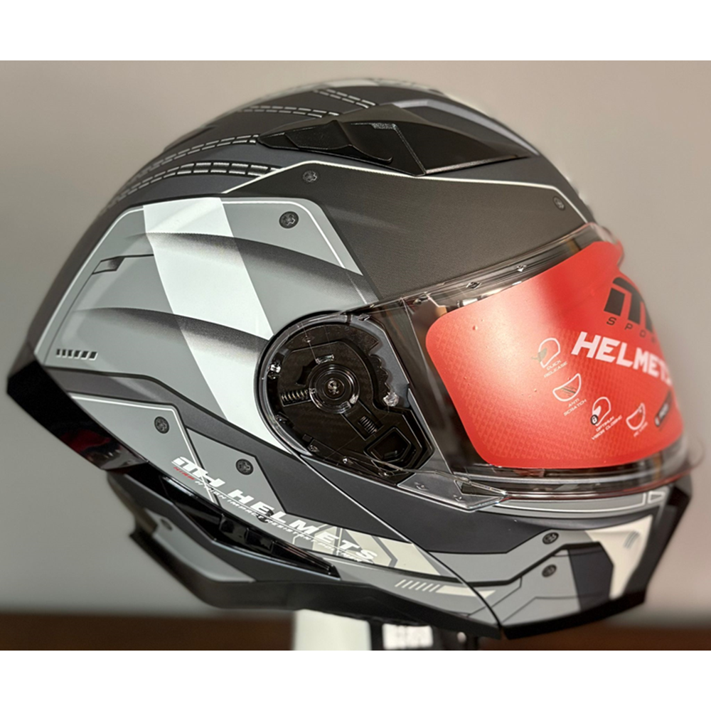 MH ÇENE AÇILIR KASK MAT GRİ BEYAZ MH-928 - XL