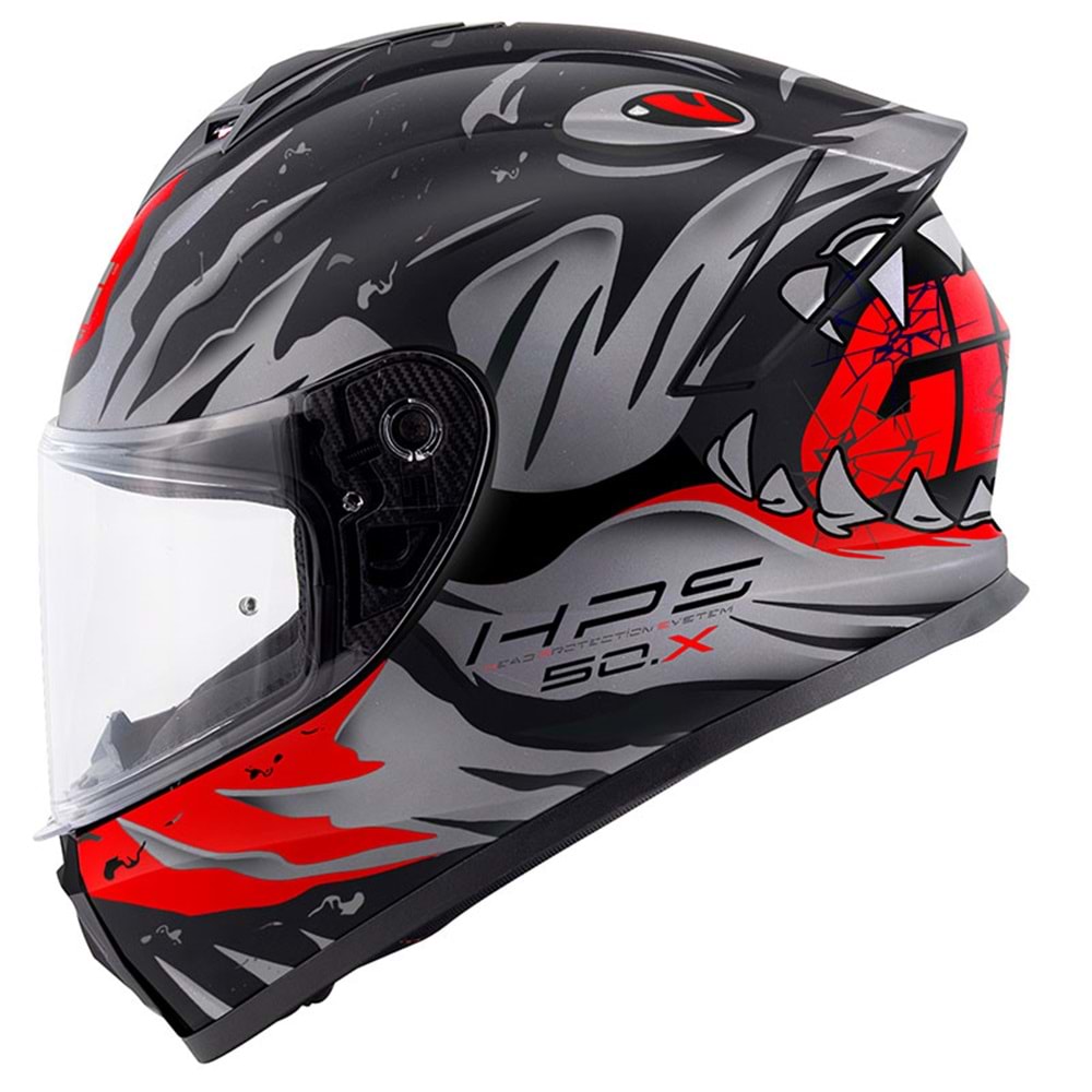 GIVI 50.X SHARKBITE MAT SİYAH-GRİ-KIRMIZI KASK - F93311-MAT SİYAH-GRİ-KIRMIZI-L