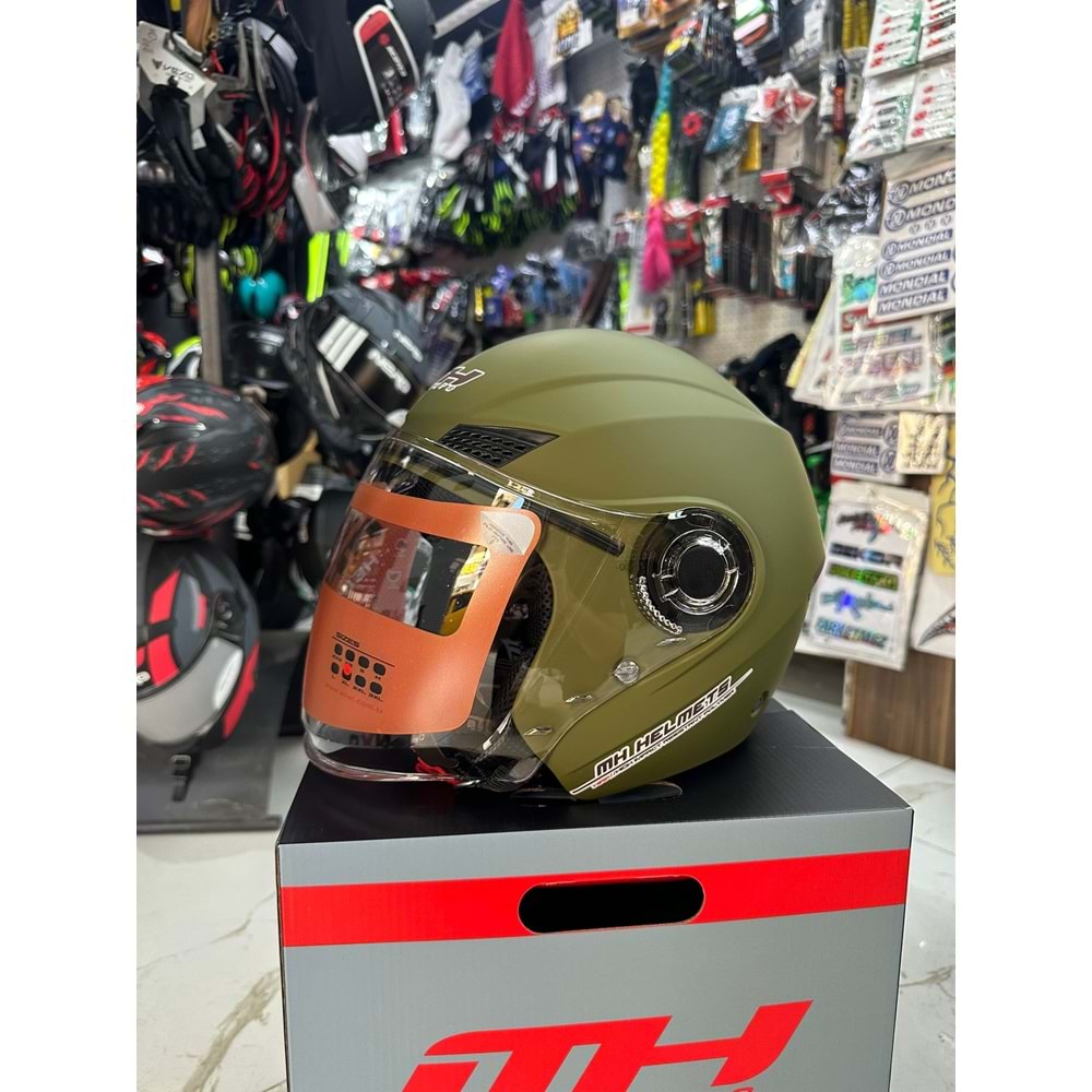 MH ÇENESİZ MAT YEŞİL KASK S